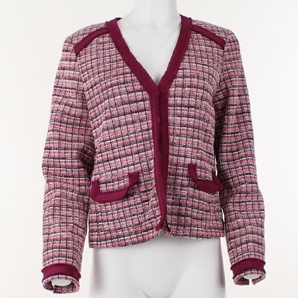 Charming Charlie Tweed Fringe Jacket Ring in Pink Ivory Tweed - Picture 2 of 5